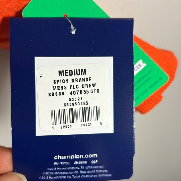 NEW WITH TAG Champion Men's Powerblend Fleece Sweatshirt Orange Size M - Picture 8 of 8